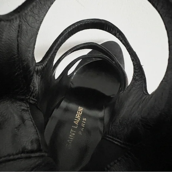 Saint Laurent black suede cut out cage Joplin 105 knee high boots - Picture 10 of 16